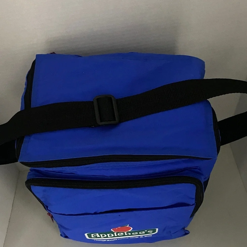 Vintage 90s Applebee’s Koozie Cooler Bag Blue Restaurant Promo Memorabilia